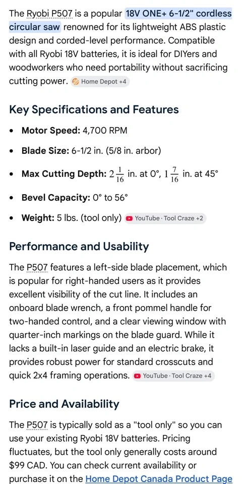 Ryobi P507 18V ONE+ 6-1/2" Cordless Circular Saw - photo 2