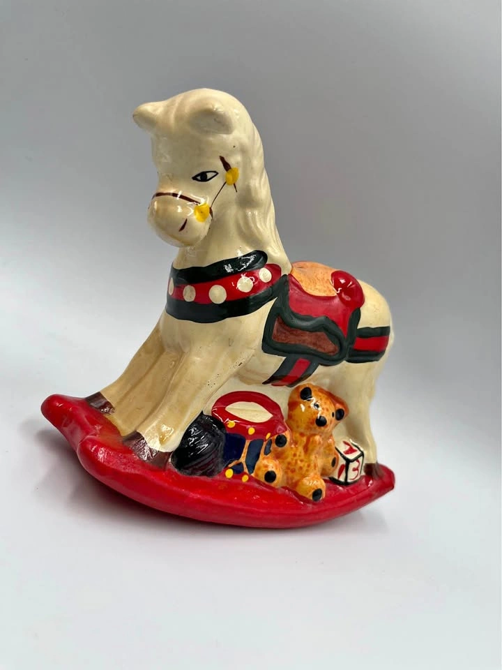 Vintage Ceramic Rocking Horse Piggy Bank