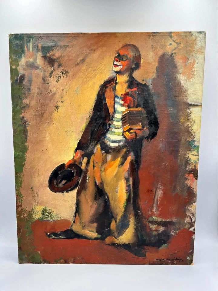 Clown painting signed