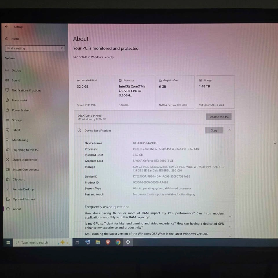 Gaming PC + ASUS 24” 144Hz Monitor – RTX 2060 | i7 | 32GB RAM - photo 2