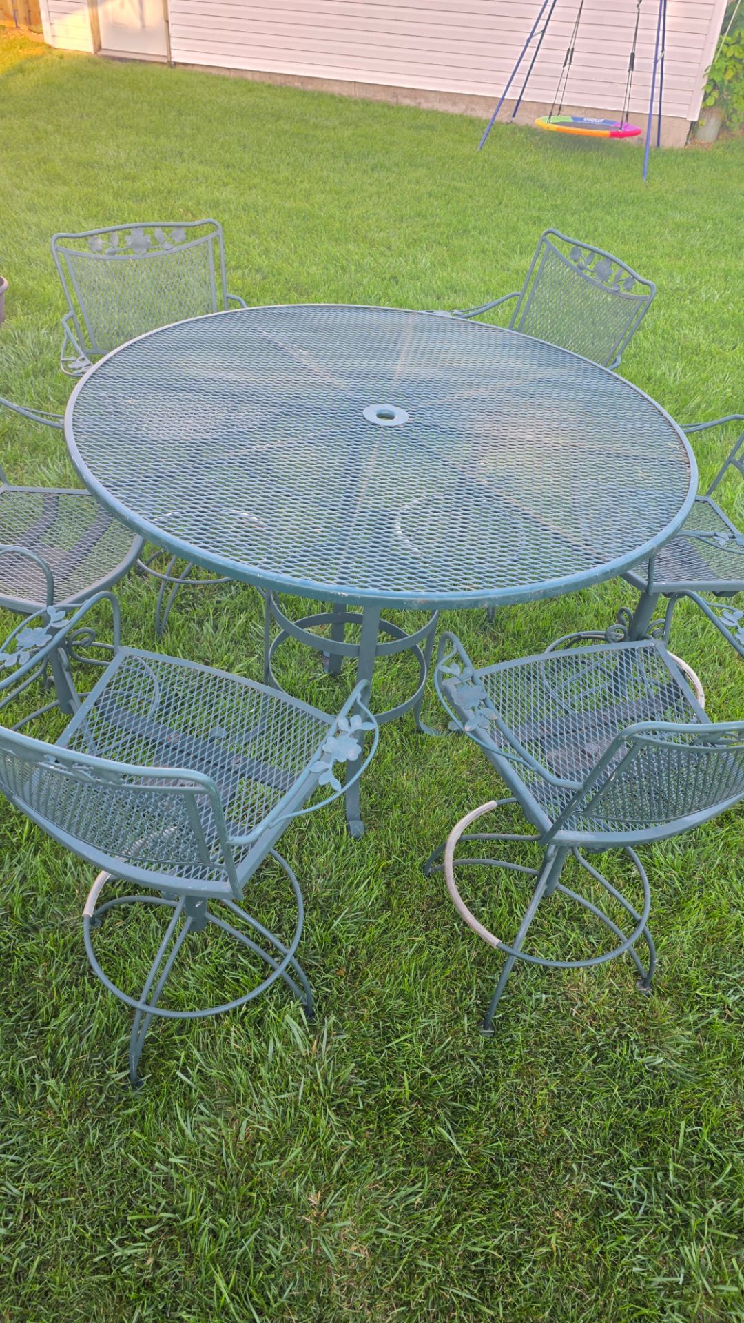 Woodard style wrought iron bar height table and chairs