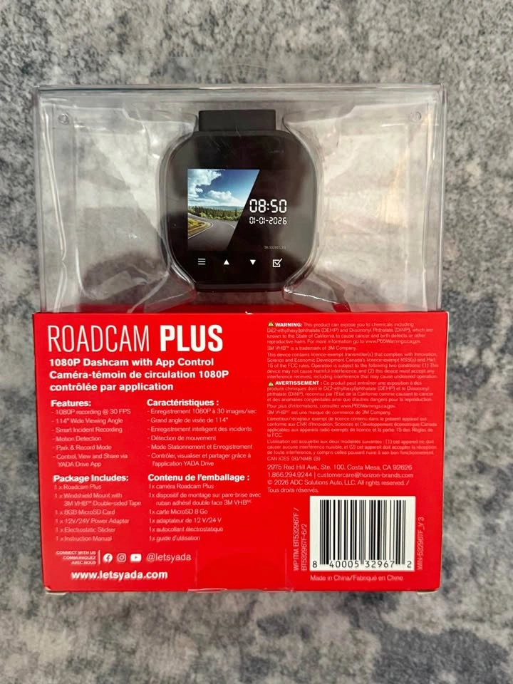 YADA Roadcam Plus 1080P Dashcam