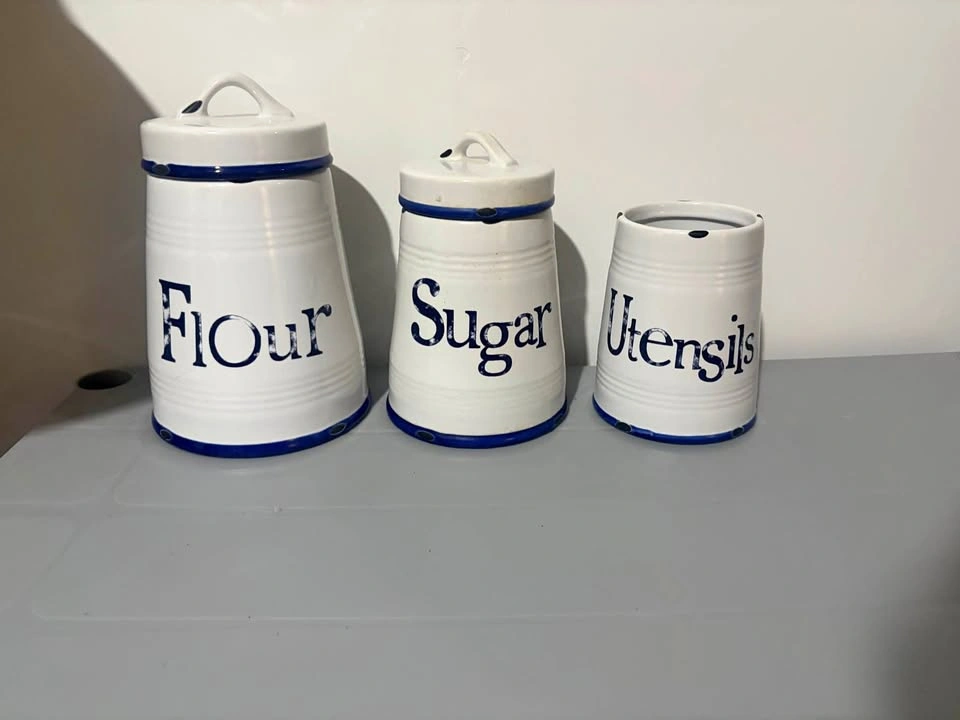 Flour & sugar canister with utensil holder & butter dish