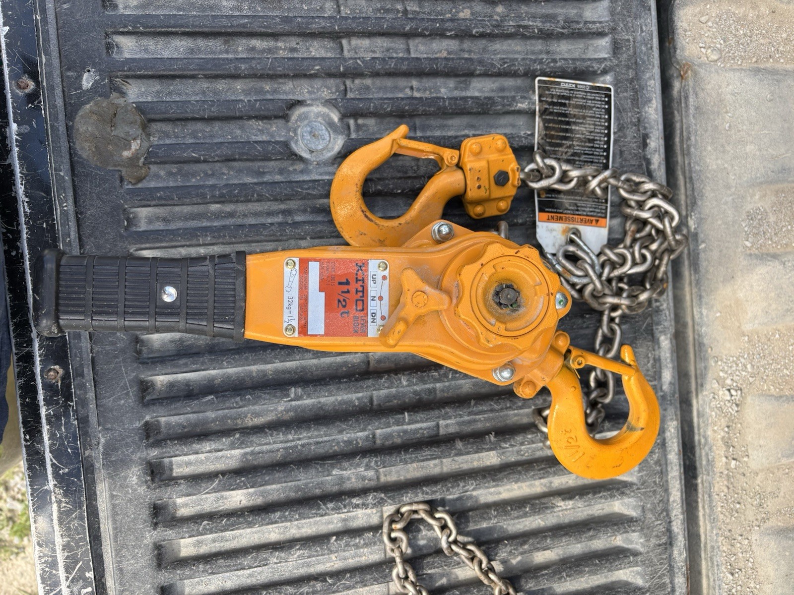 KITO 1.5 Ton Chain Hoist (comealong)