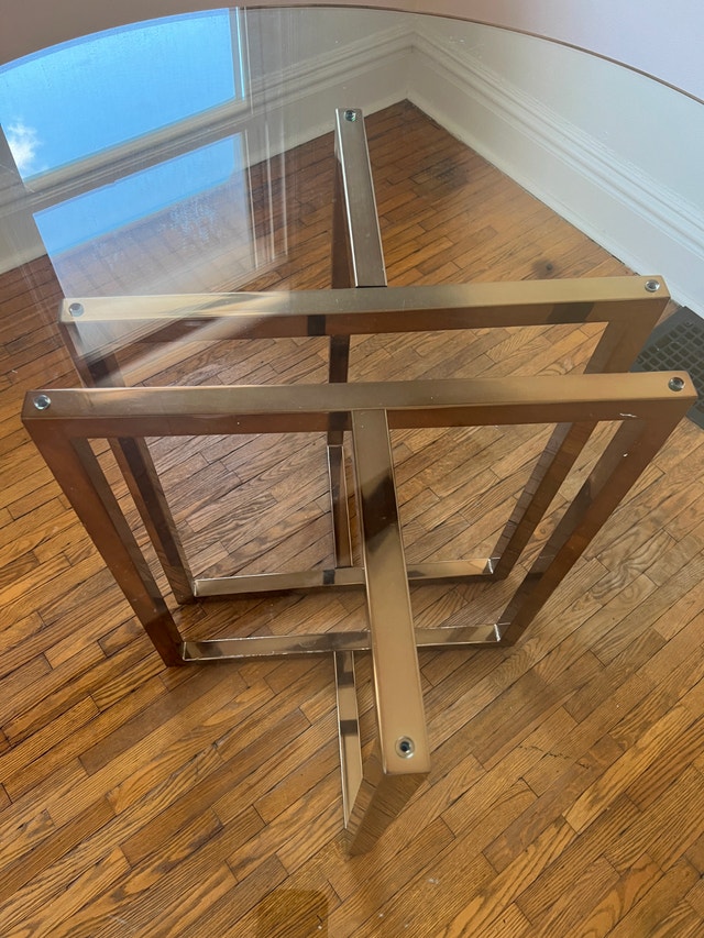 CB2 Silverado 47" Glass/Brass Dining Table - photo 3