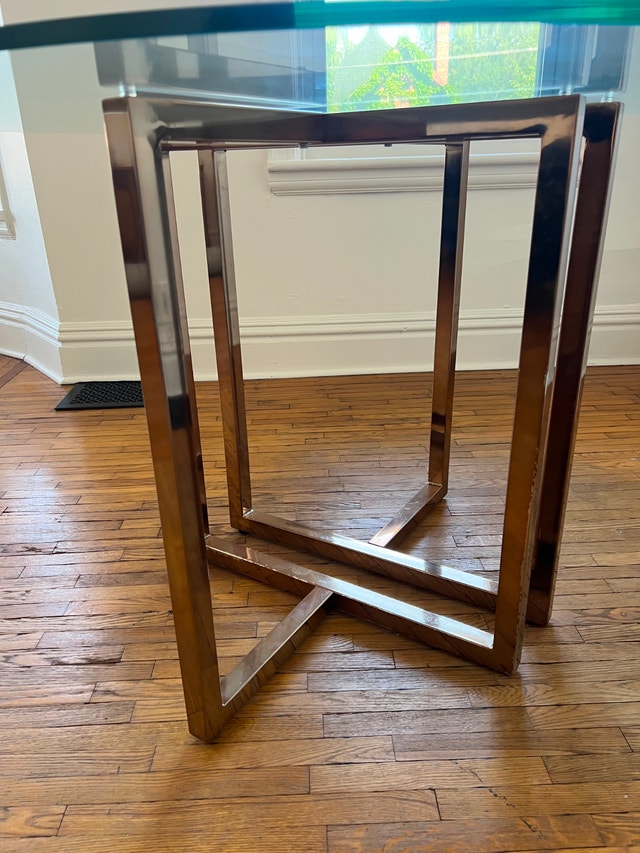 CB2 Silverado 47" Glass/Brass Dining Table - photo 4