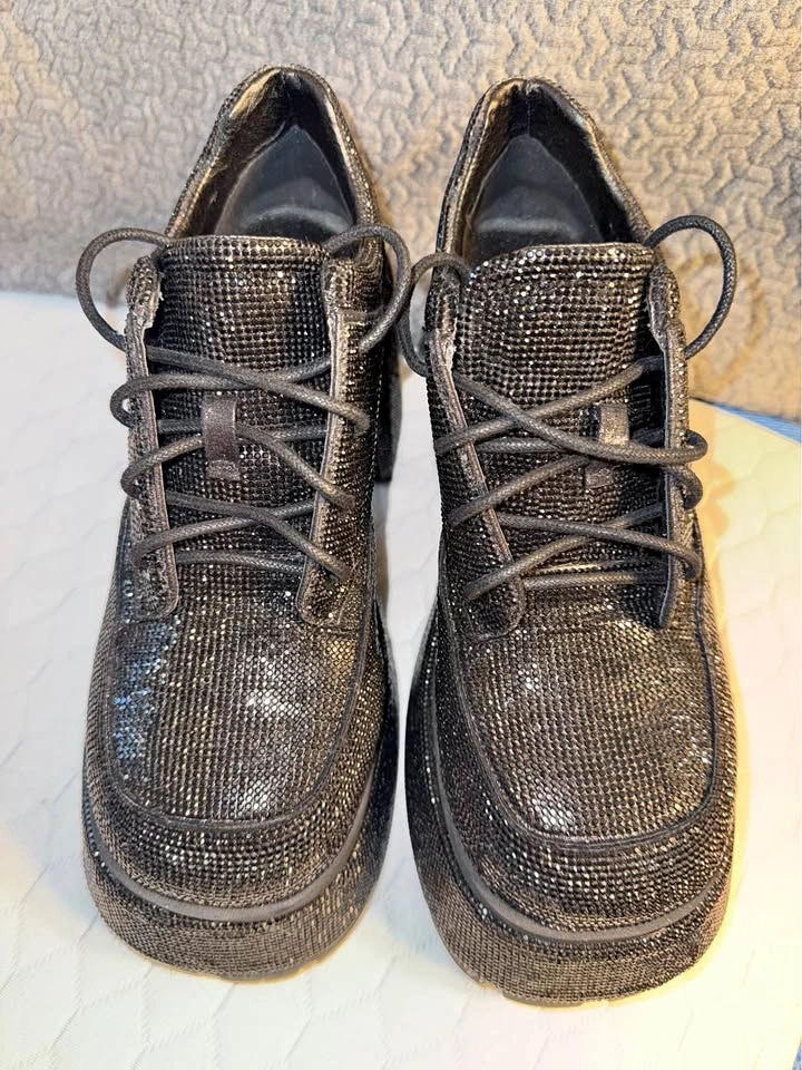 NEW - DOLLS KILL “Acting Up” Rhinestone Platform Oxfords - 11