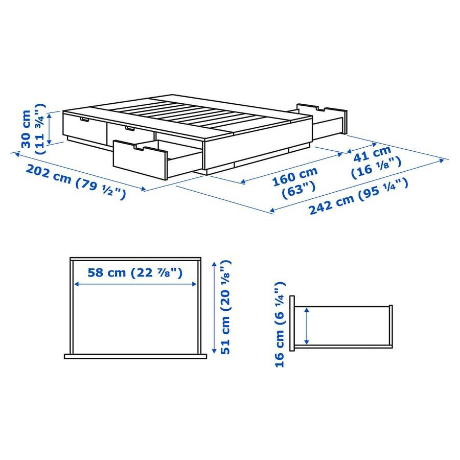IKEA NORDLI Queen Bed Frame with Storage (White) - photo 4