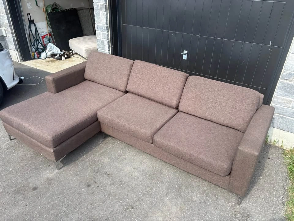 Large Grey Brown Sectional Sofa with Chaise - photo 2