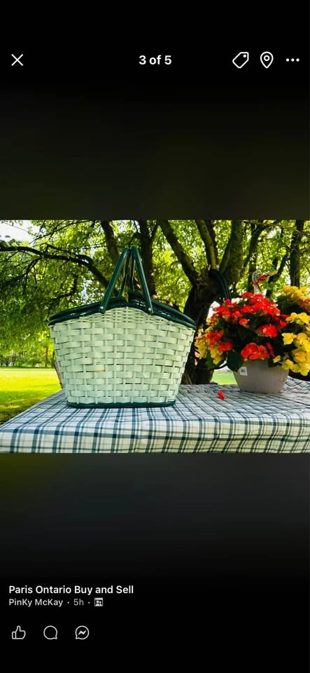 Vintage Floral Woven Picnic Basket - photo 3