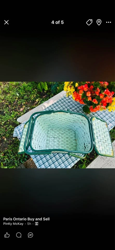 Vintage Floral Woven Picnic Basket - photo 4