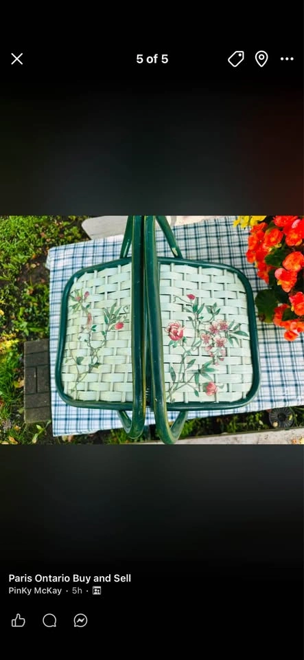 Vintage Floral Woven Picnic Basket - photo 5