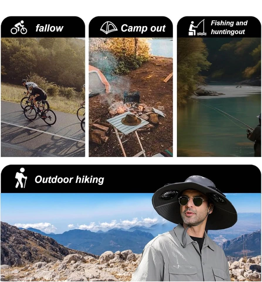 Solar Powered Fishing Hats with 2 Solar Fans and 1 Sunglasses - photo 3