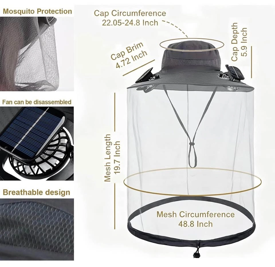 Solar Powered Fishing Hats with 2 Solar Fans and 1 Sunglasses - photo 4