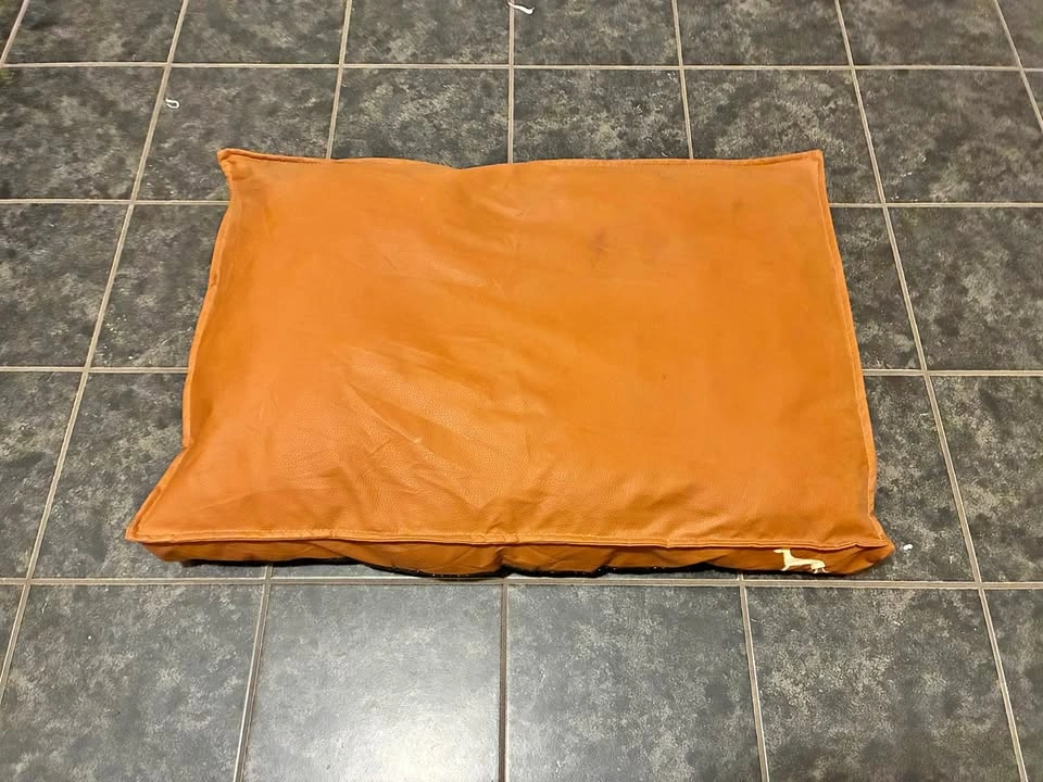 Tan Faux Leather Pet Bed