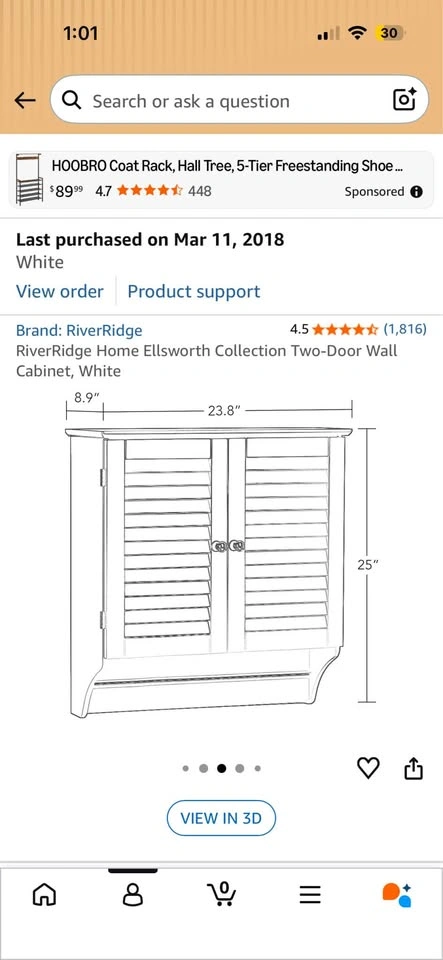 White Two-Door Wall Cabinet - photo 3