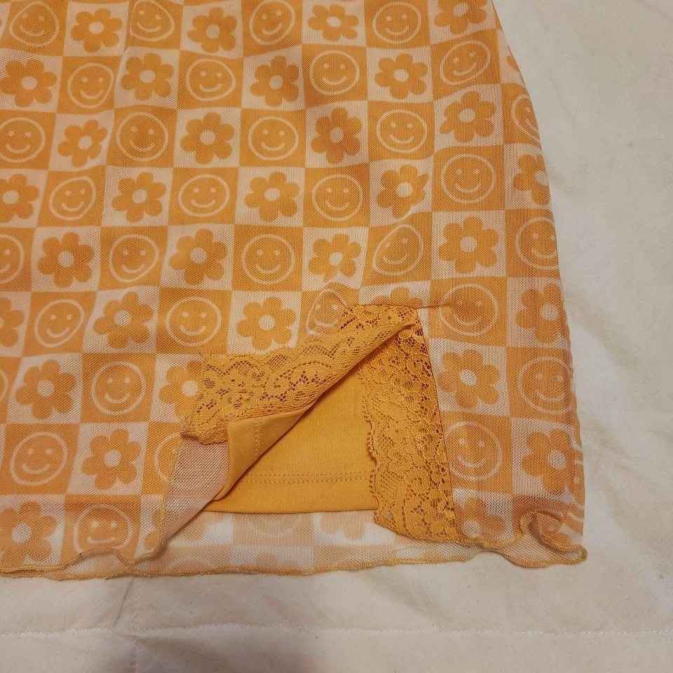 (XS) Orange Happyface Flower Semi-sheer Set - photo 2