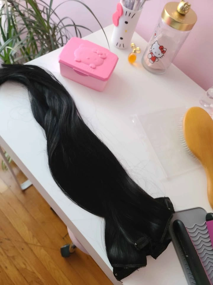 21"-23" Human Hair Black Clip-On Extensions (7pcs) - photo 2