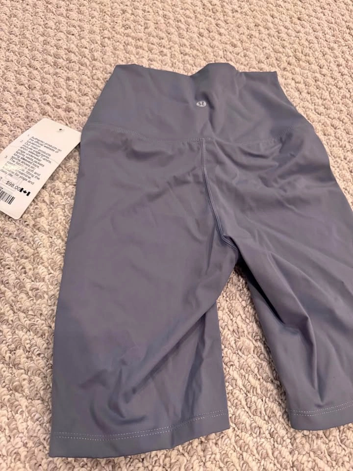 Brand New Lululemon Long Align Bike Shorts Gray-Purple Size 2