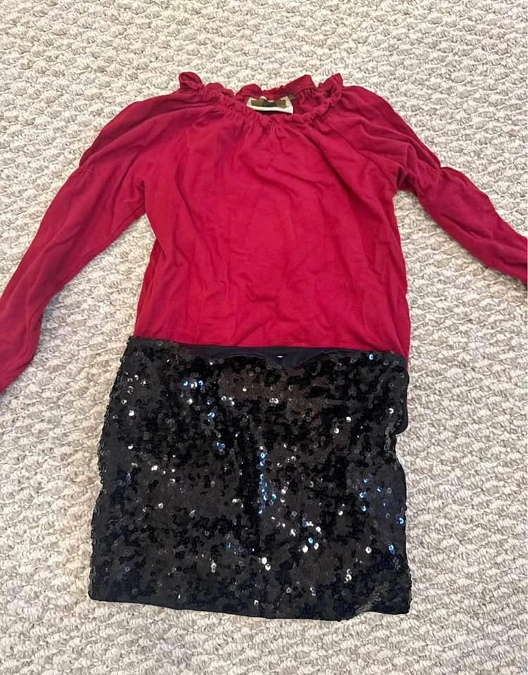 Brand New Girls Separate Size 6 Top and Black Shimmery Skirt