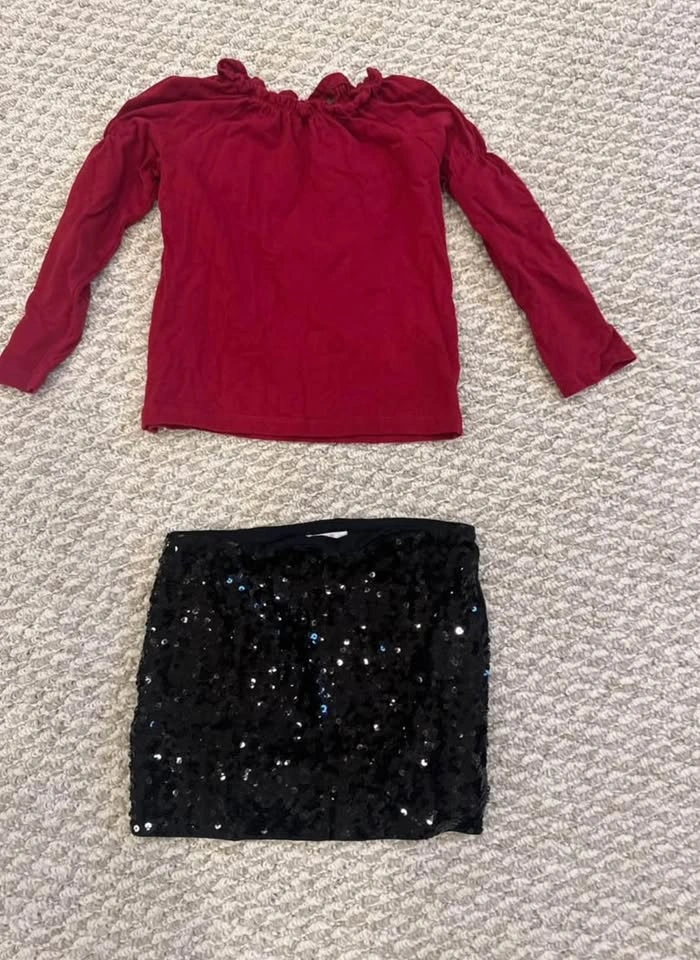 Brand New Girls Separate Size 6 Top and Black Shimmery Skirt - photo 2