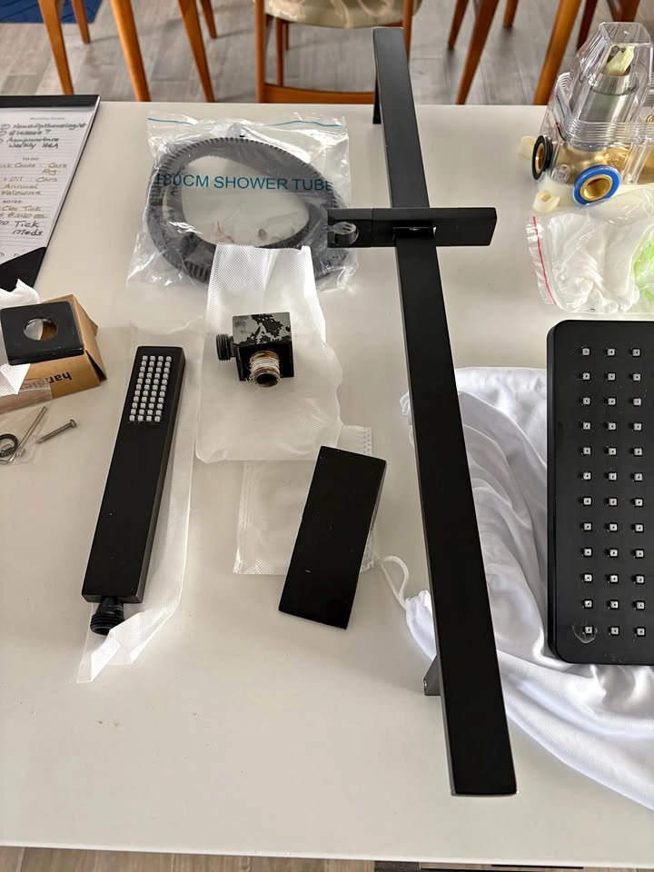 Matte Black Rain Shower and Handheld Shower Kit