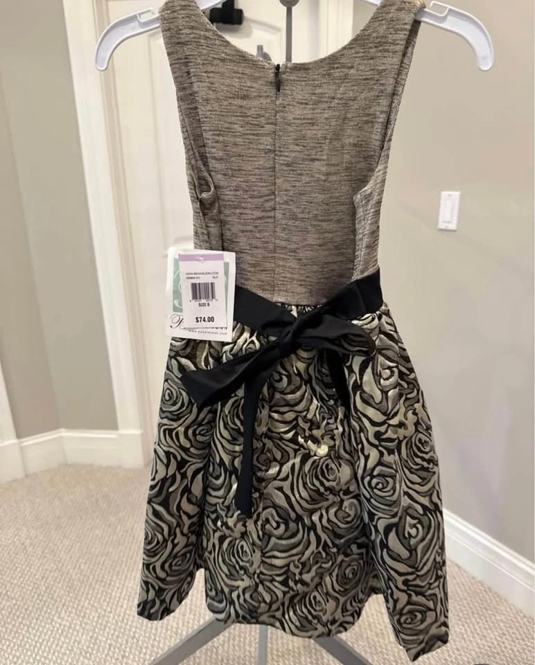 Brand New Black and Gold Party Dress Girls Size 6 - photo 2
