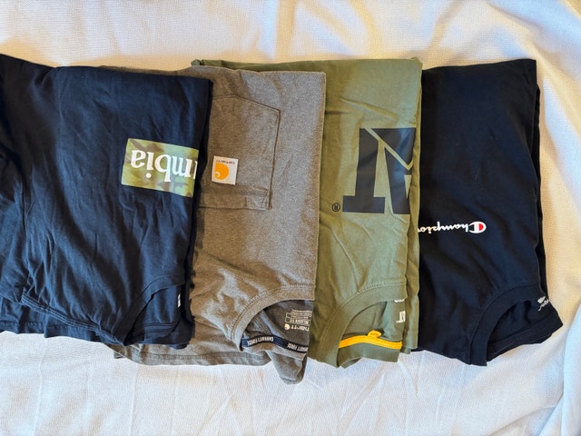 Columbia, Carhartt, CAT, and Champion T-Shirt Bundle