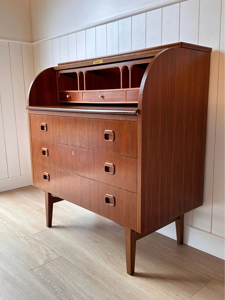 Vintage Mid-Century Swedish Teak Roll-Top Desk by Egon Östergaar - photo 2