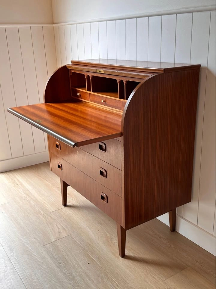 Vintage Mid-Century Swedish Teak Roll-Top Desk by Egon Östergaar - photo 4