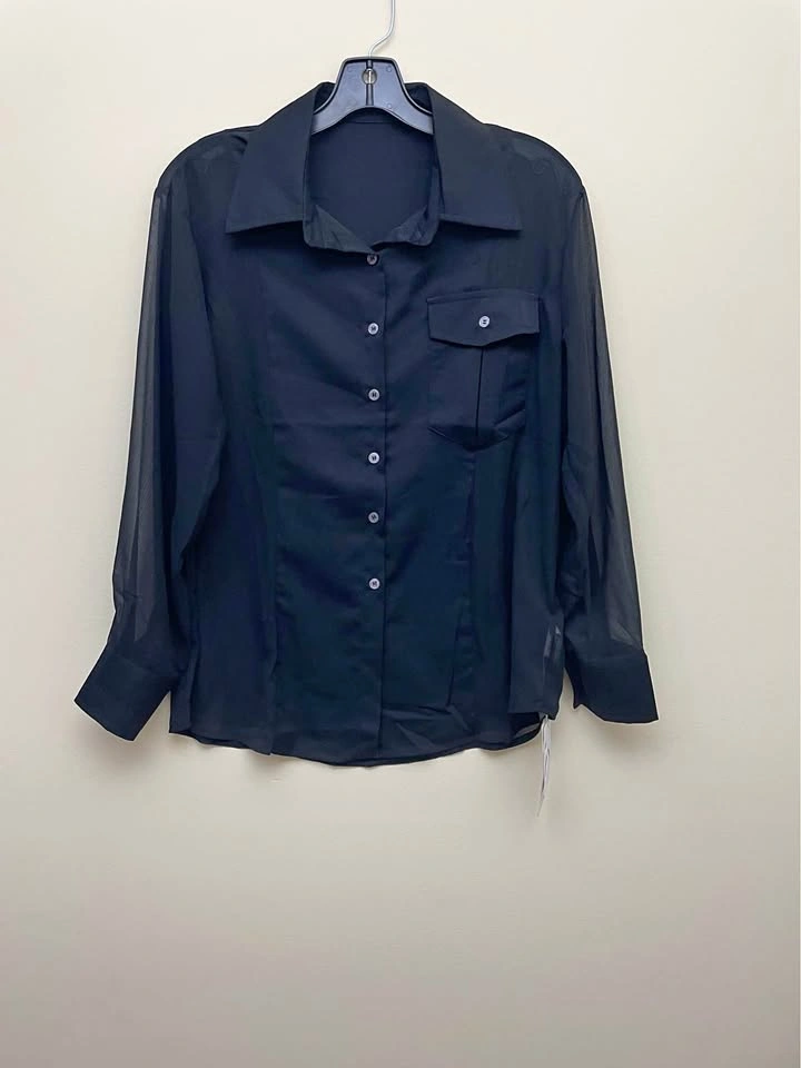 NEW Semi-Sheer Chiffon L-Sleeve Shirt - SMALL