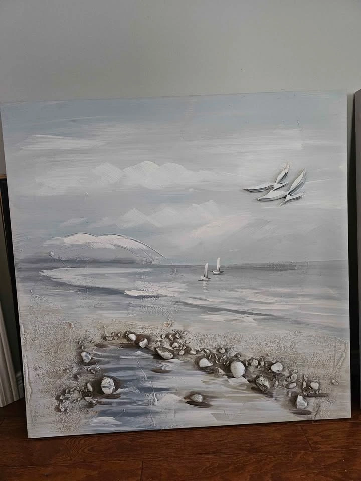 Coastal Beach Scene Textured Canvas Art Set - photo 2