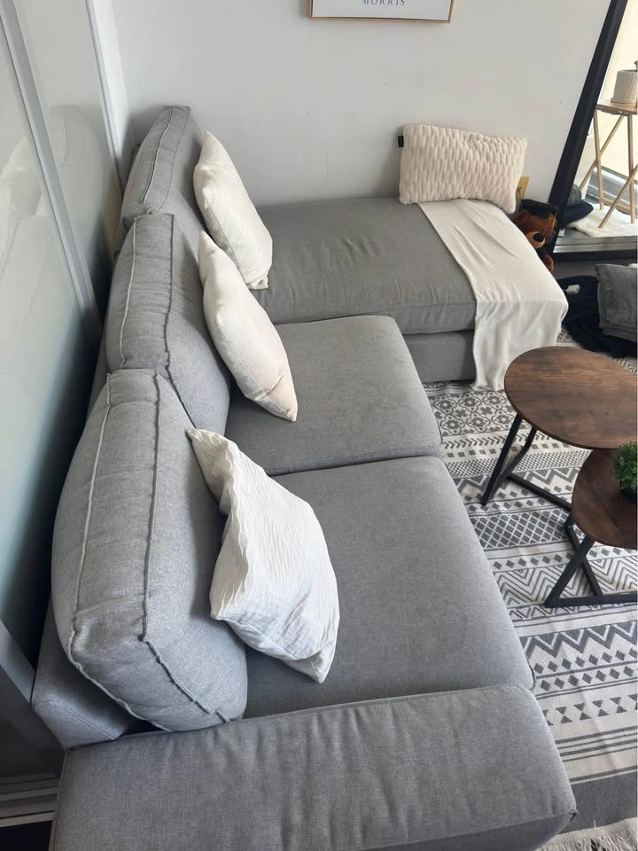Grey L-shaped couch - photo 3