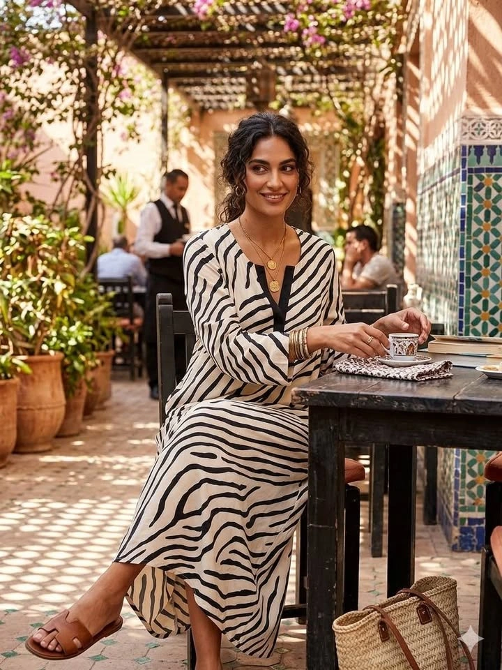 Cream and black striped print maxi - XL - photo 3