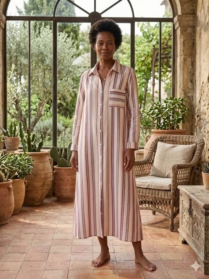 Striped Button-Down Shirt Dress - XL - photo 3