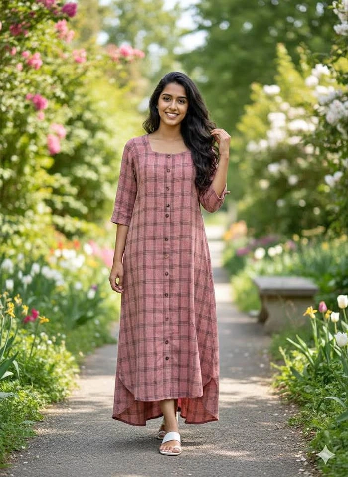 Pink Plaid Button Front top - size XL