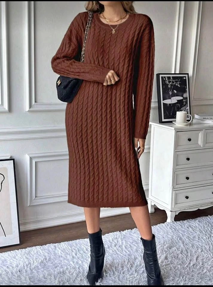Brown Knit Sweater Dress - size L - photo 2