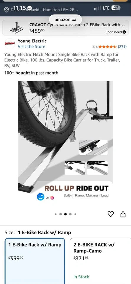 Young Electric Hitch Mount Single Bike Rack with Ramp - photo 3