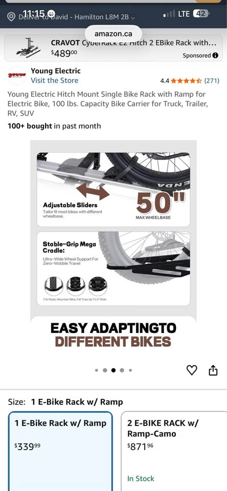 Young Electric Hitch Mount Single Bike Rack with Ramp - photo 5