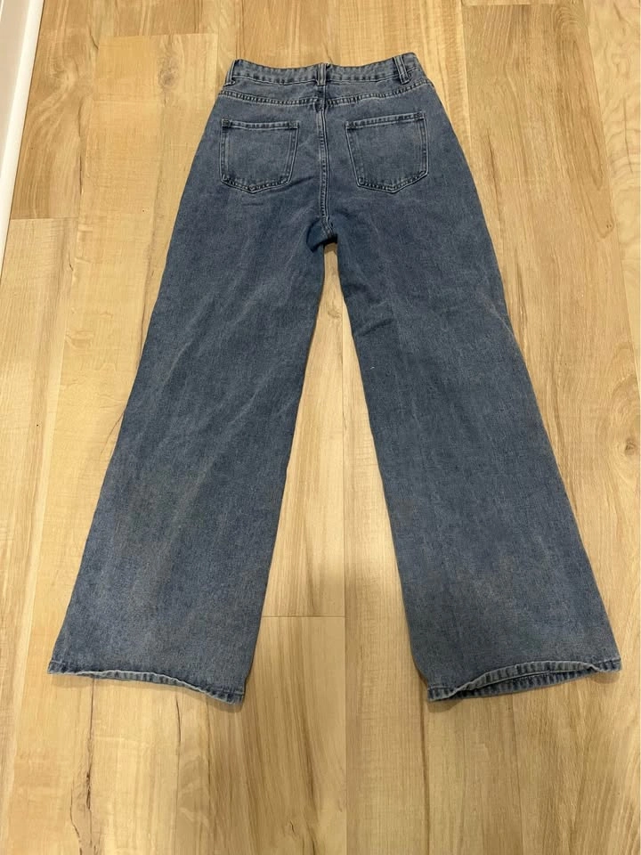 Wide Leg Distressed Denim Jeans - photo 3