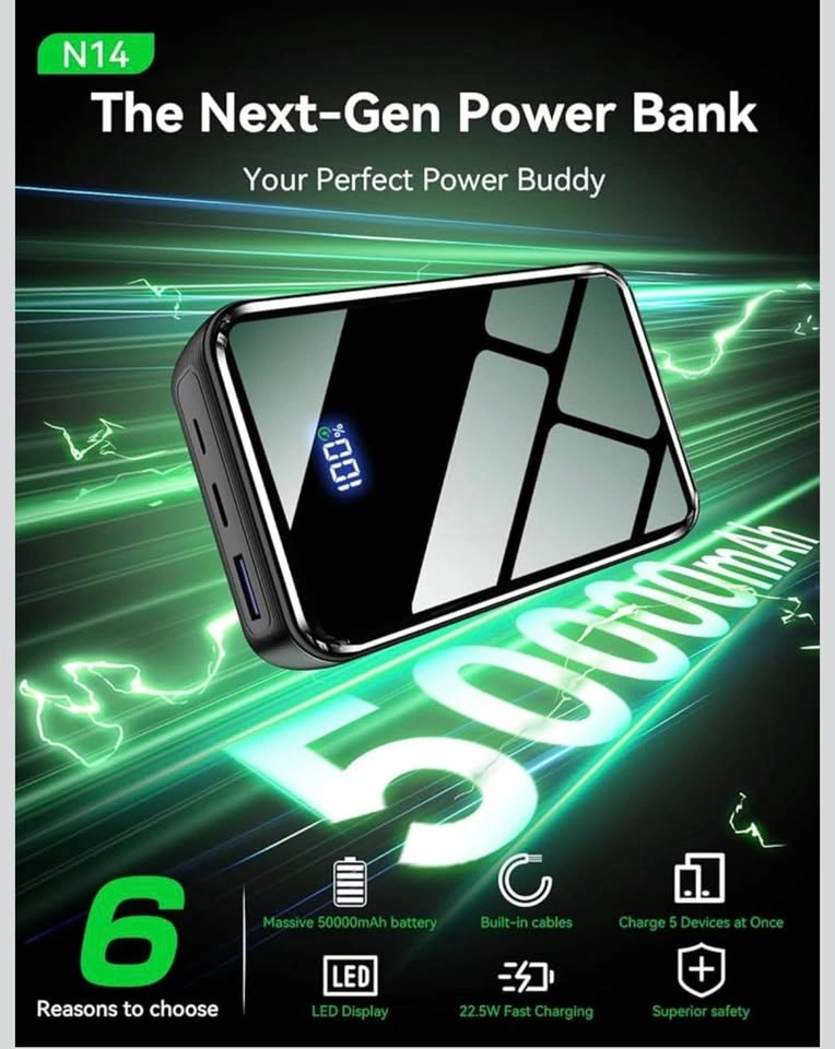 22.5W 50,000mAh Power Bank with Built-in USB-Cable - photo 4