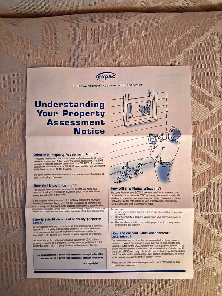 Vintage 2002 Ontario Ephemera - MPAC Property Notice Collectible