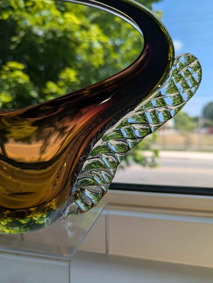 Vintage Mid-Century Modern Sommerso Art Glass Basket - photo 2