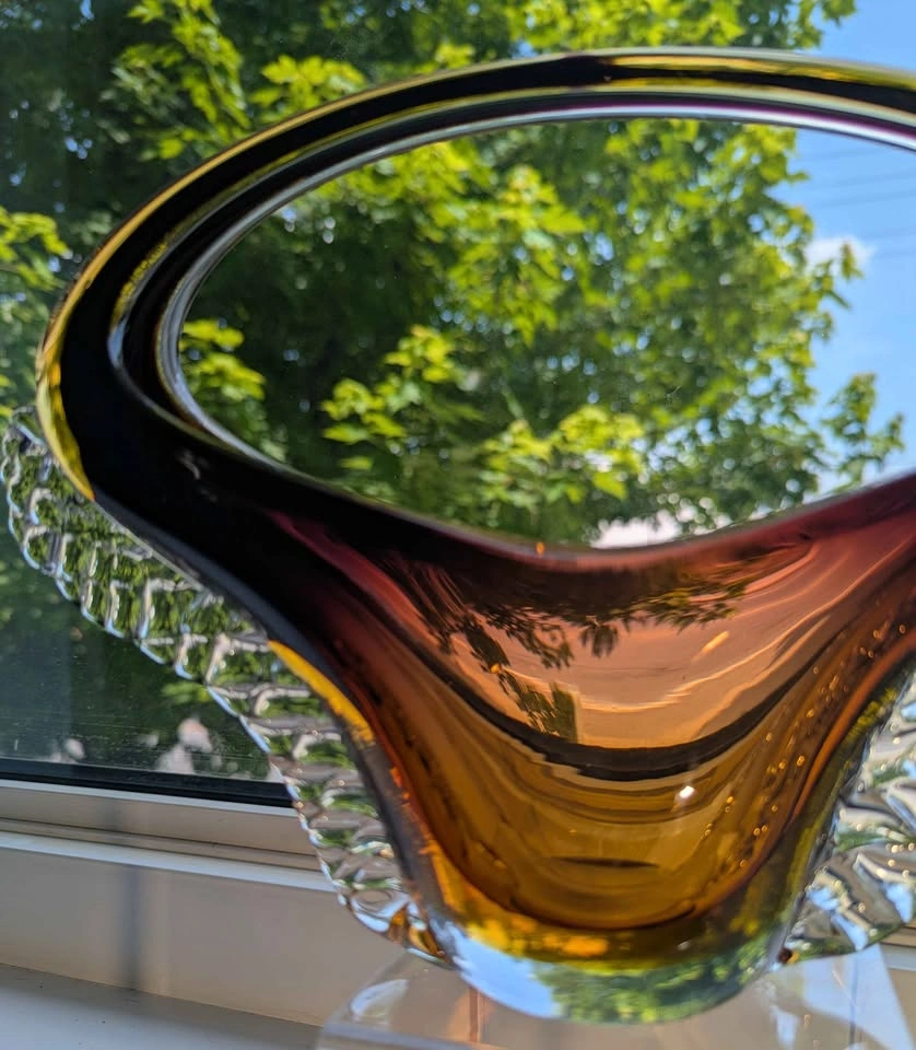 Vintage Mid-Century Modern Sommerso Art Glass Basket - photo 5