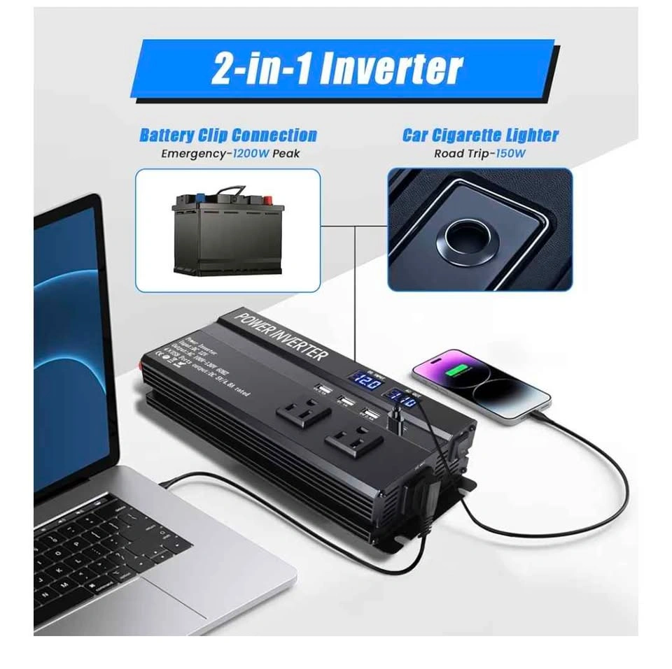 1200W Power Inverter 12V to 110V with Fast Charging - photo 3