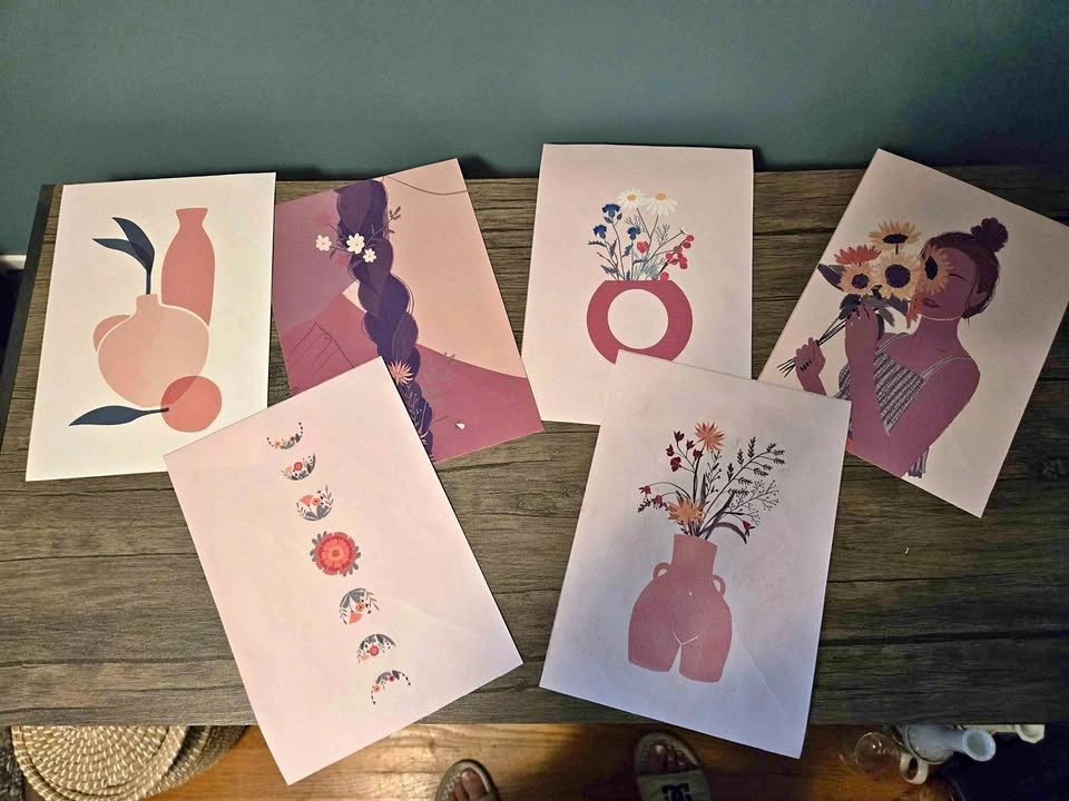 Set of 6 Boho Floral Art Prints