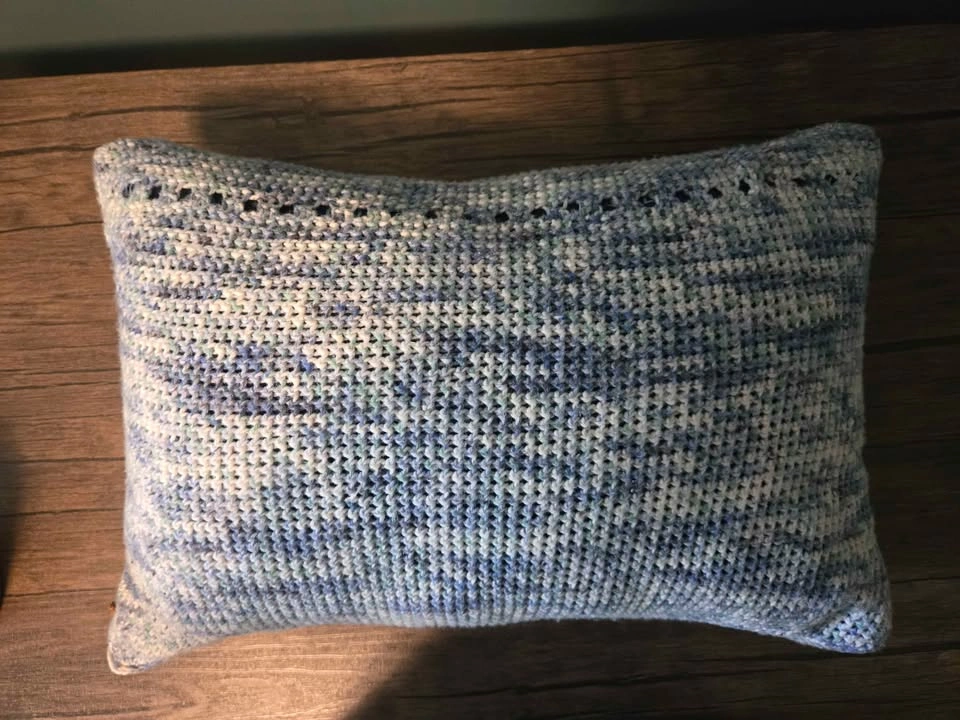 Handmade Blue and White Decorative Pillow - photo 2