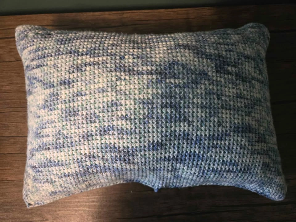 Handmade Blue and White Decorative Pillow - photo 3