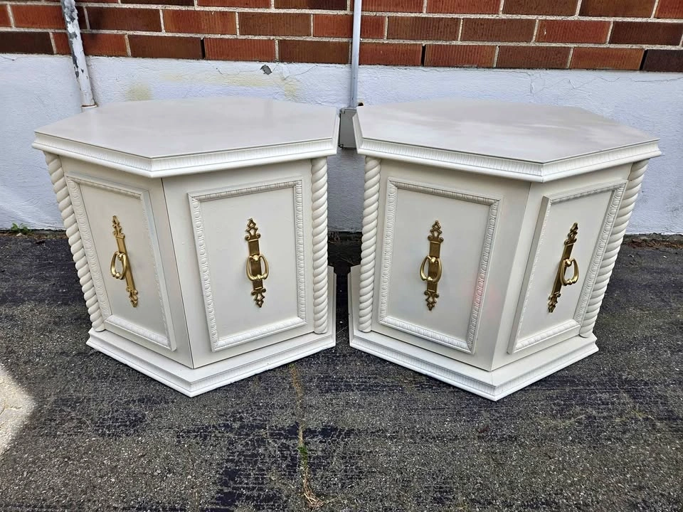 Pair of refinished vintage Hexagonal End Tables