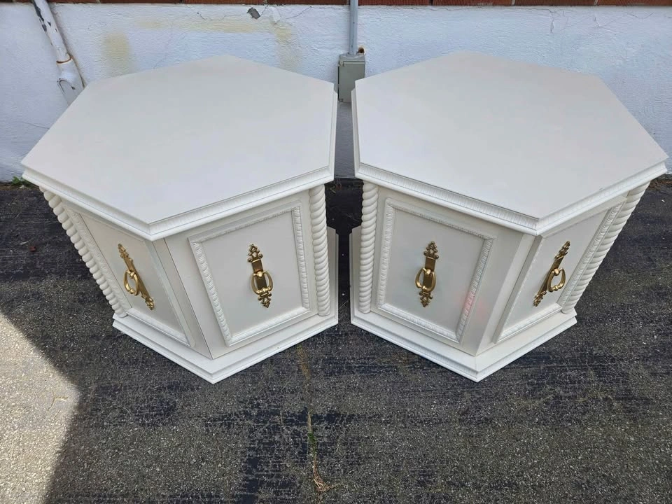 Pair of refinished vintage Hexagonal End Tables - photo 2
